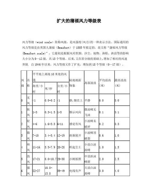 扩大的蒲福风力等级表