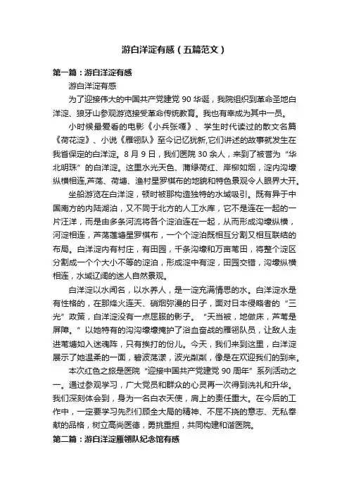 游白洋淀有感（五篇范文）