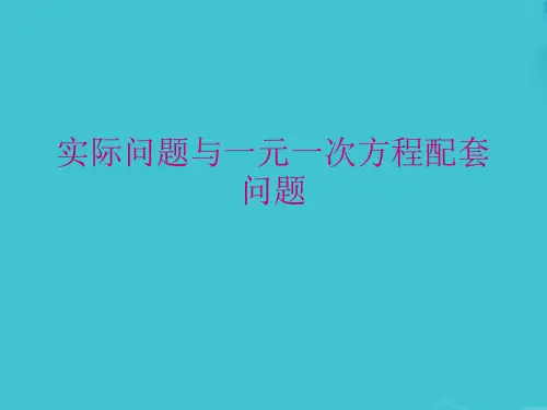 实际问题与一元一次方程配套问题