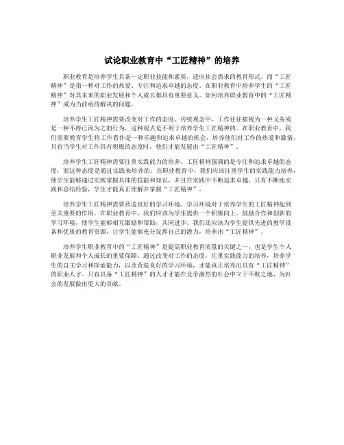 试论职业教育中“工匠精神”的培养