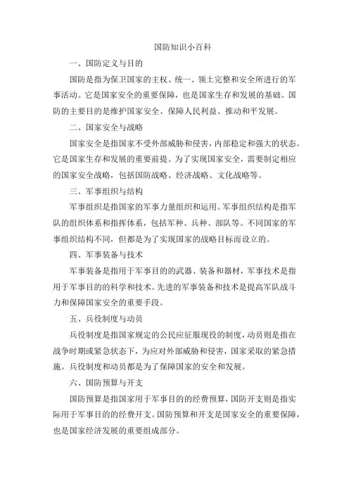 国防知识小百科