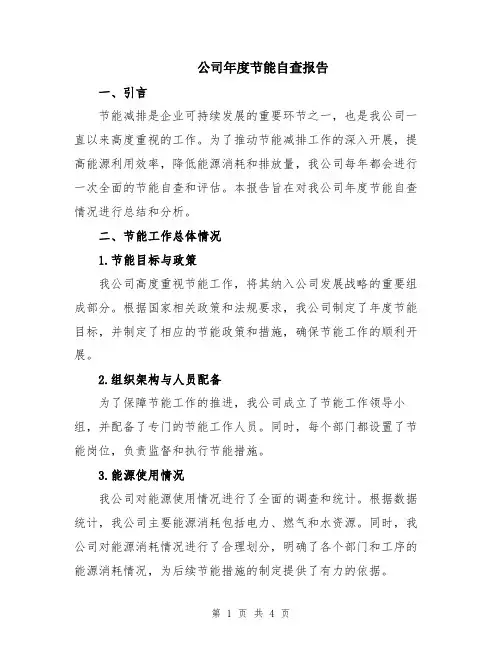 公司年度节能自查报告