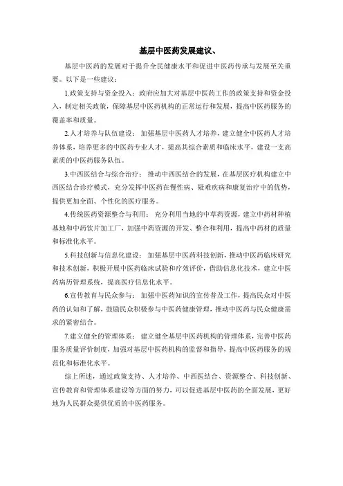 基层中医药发展建议、