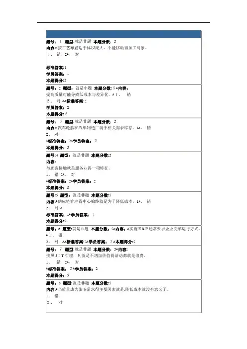 春季网上作业生产运营管理2
