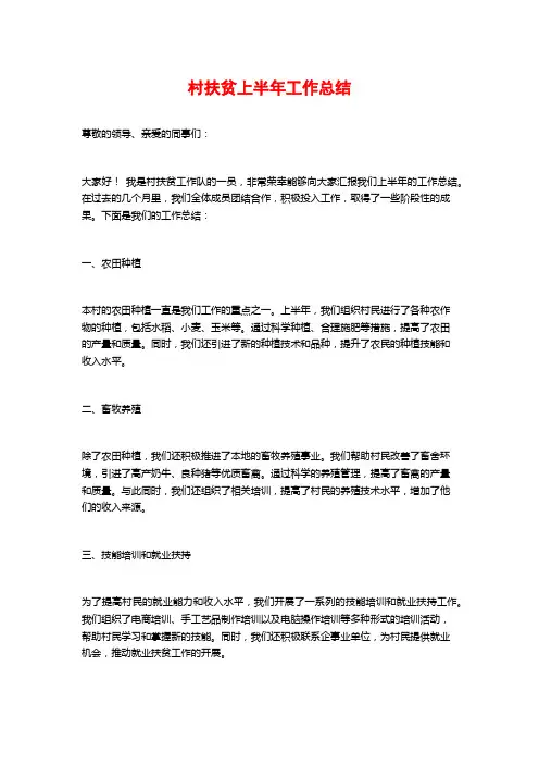 村扶贫上半年工作总结