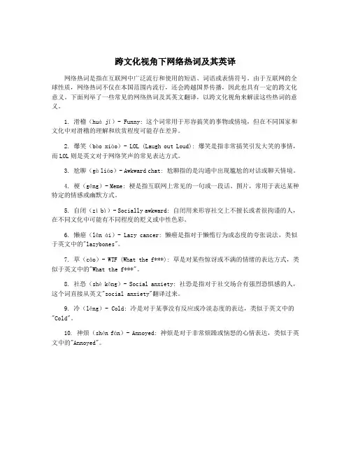 跨文化视角下网络热词及其英译
