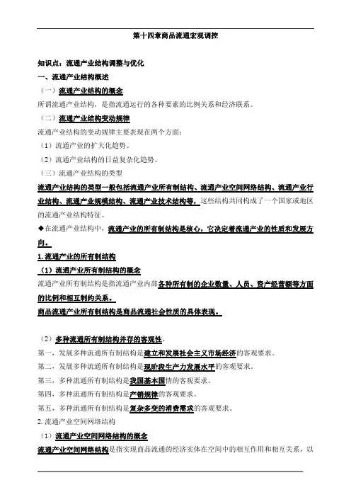 中级经济师商业-第十四章商品流通宏观调控知识点