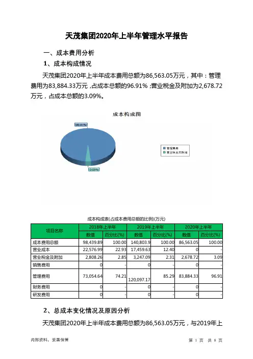 天茂集团2020年上半年管理水平报告