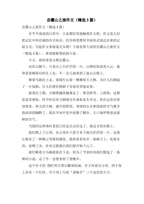 岳麓山之旅作文(3篇)