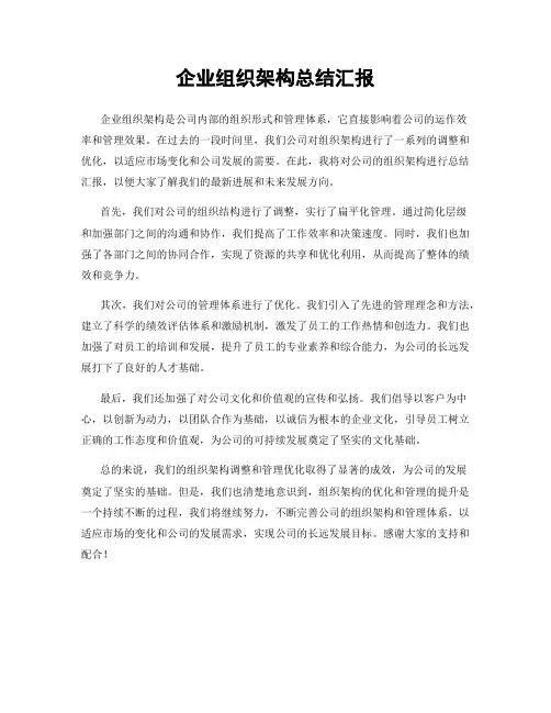 企业组织架构总结汇报