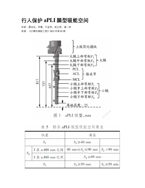 行人保护aPLI腿型吸能空间