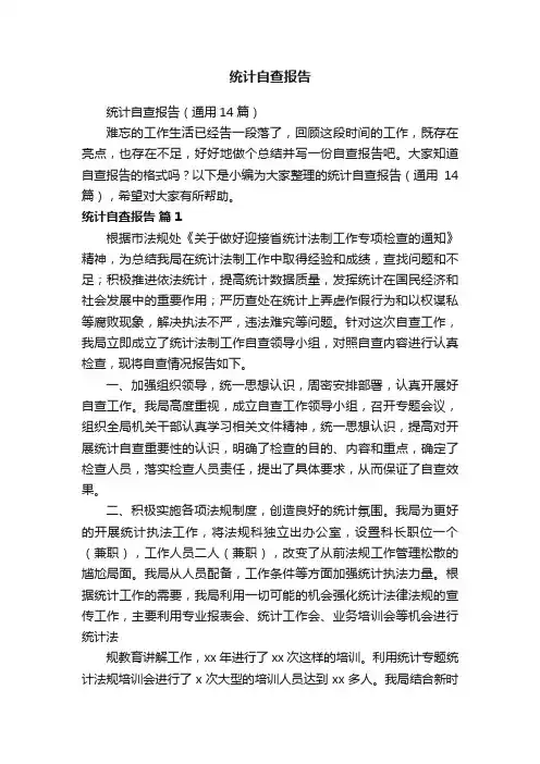 统计自查报告（通用14篇）
