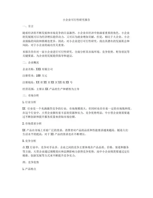 小企业可行性研究报告