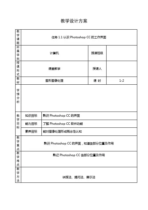 PS项目1-1认识PS CC的工作界面