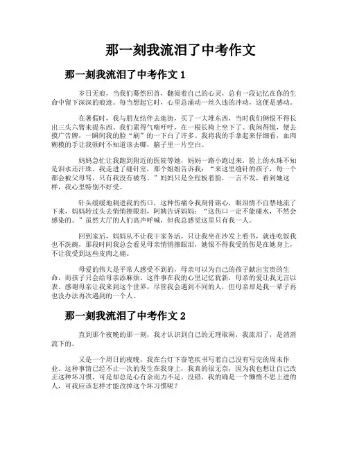 那一刻我流泪了中考作文