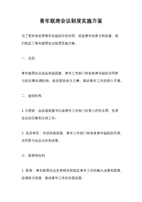 青年联席会议制度实施方案