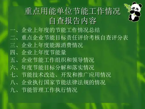 重点用能单位节能工作情况自查报告