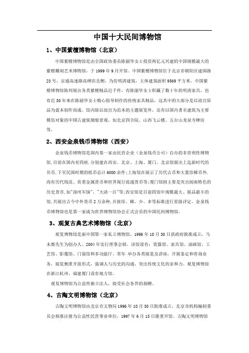 中国十大民间博物馆