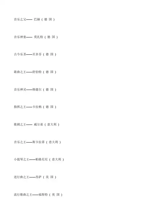 世界著名音乐家及代表作