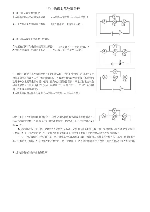 (完整)初中物理电路故障与动态电路分析