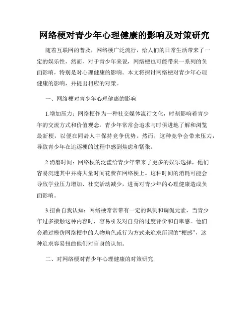 网络梗对青少年心理健康的影响及对策研究