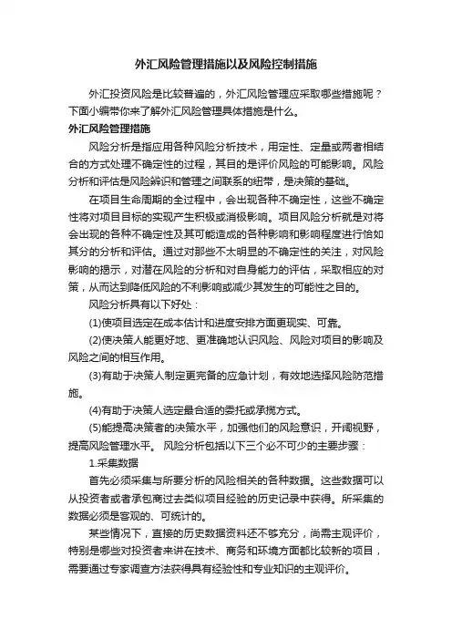 外汇风险管理措施以及风险控制措施