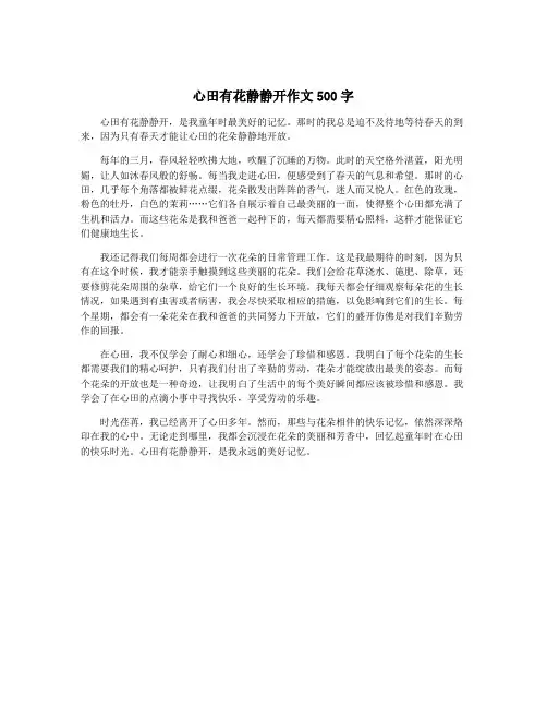 心田有花静静开作文500字