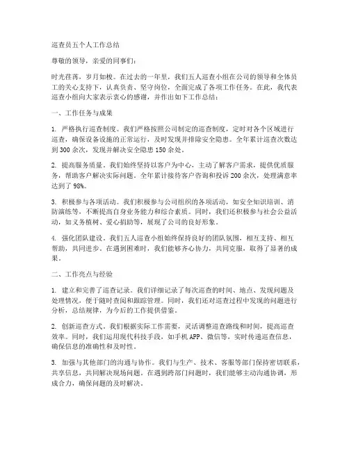巡查员五个人工作总结