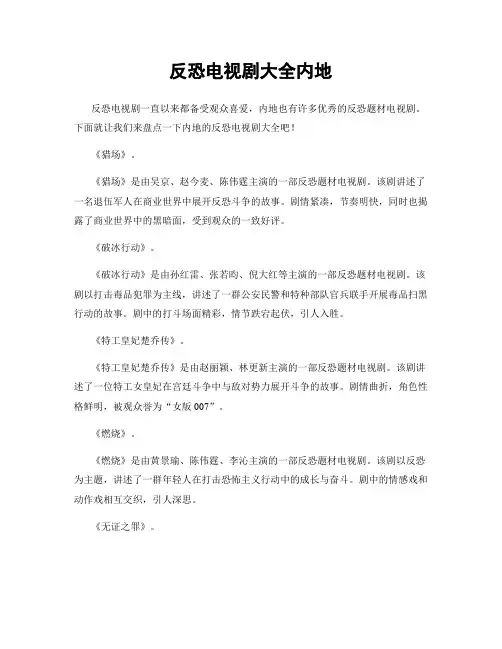 反恐电视剧大全内地
