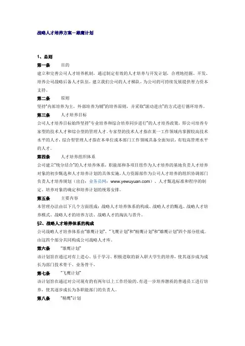 战略人才培养方案-雄鹰计划