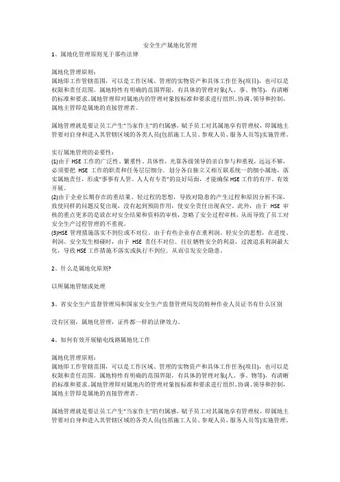 安全生产属地化管理安全生产