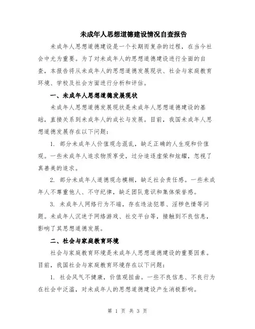 未成年人思想道德建设情况自查报告