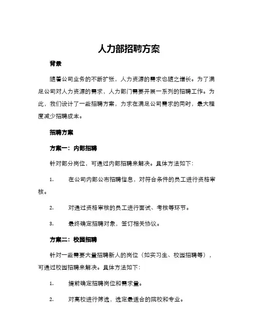 人力部招聘方案