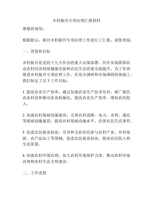 乡村振兴专项治理汇报材料