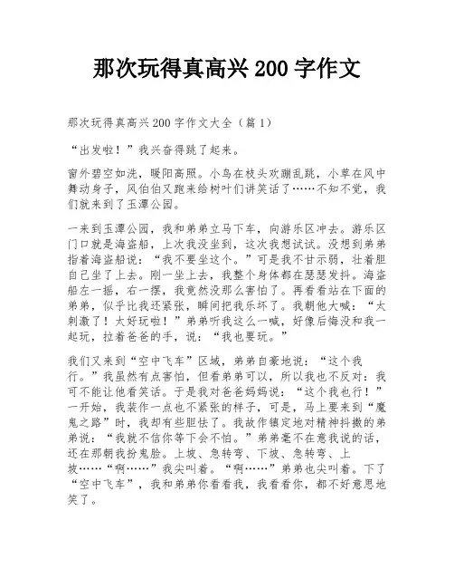 那次玩得真高兴200字作文