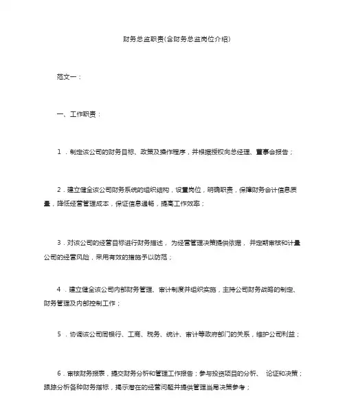 财务总监职责(含财务总监岗位介绍)