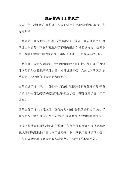 规范化统计工作总结