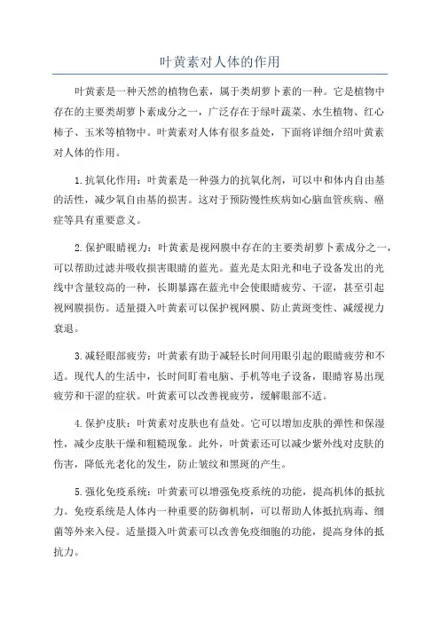 叶黄素对人体的作用