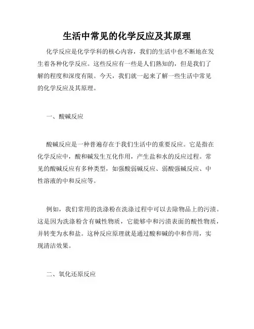 生活中常见的化学反应及其原理