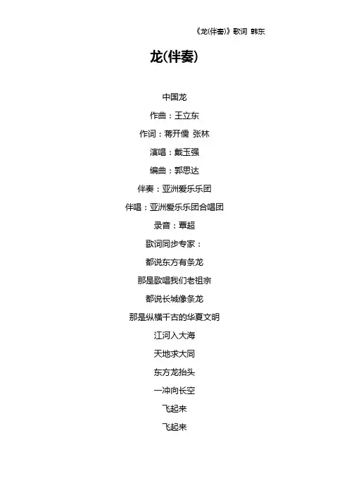 《龙(伴奏)》歌词 韩东