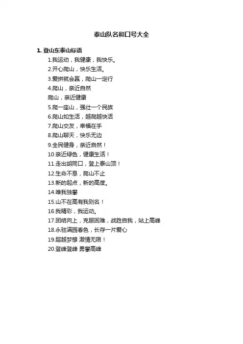 泰山队名和口号大全