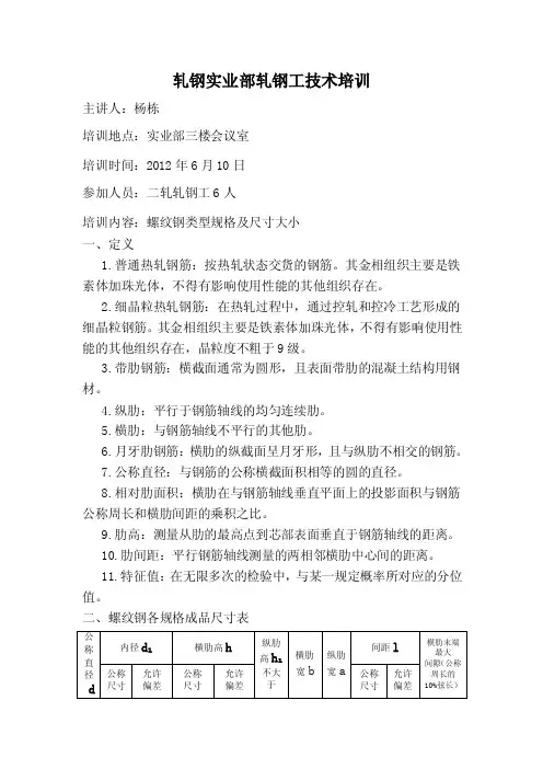 螺纹钢类型规格及尺寸大小