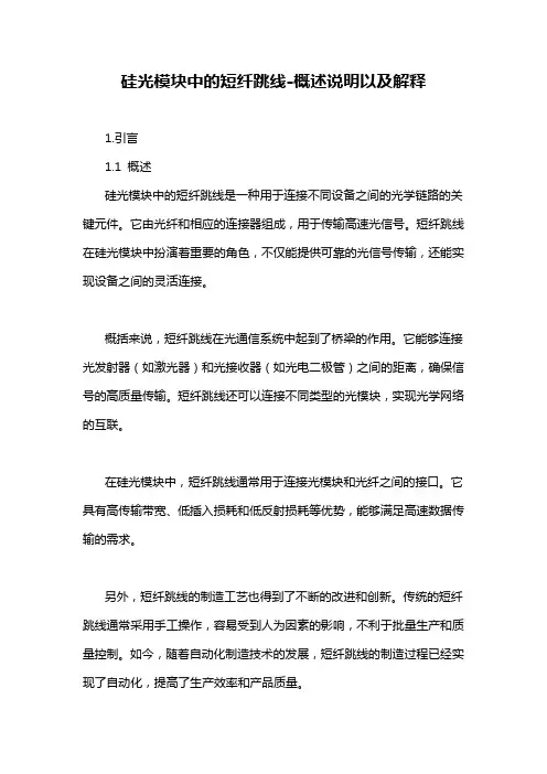 硅光模块中的短纤跳线-概述说明以及解释