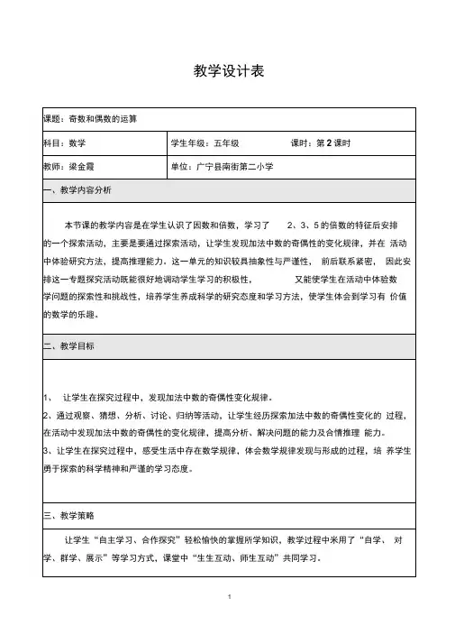 奇数和偶数的运算
