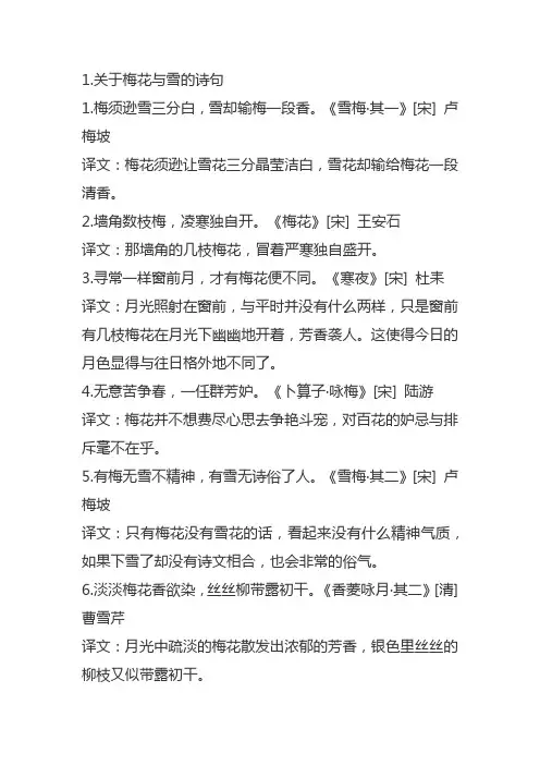 关于梅花和雪花的诗