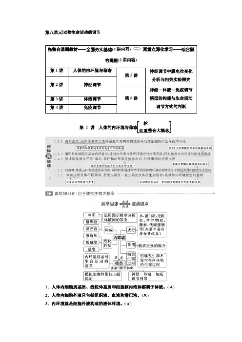 一轮复习人教版人体的内环境与稳态学案
