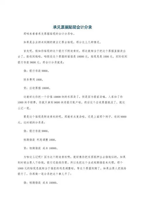 承兑票据贴现会计分录