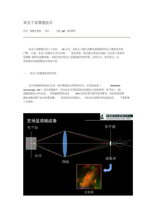双光子显微镜技术作者细胞生物组刘洋完整请见双光子