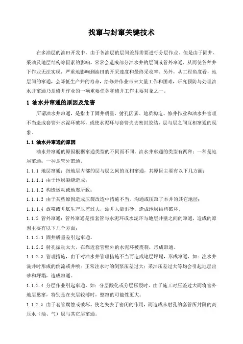 石油工程技术   井下作业   找窜与封窜关键技术