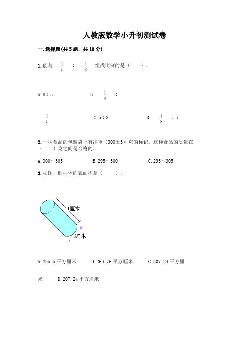 人教版数学小升初测试卷加答案(完整版)
